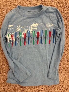 Crewcuts Light Blue Ski Pole Graphic Long Sleeve Tee
